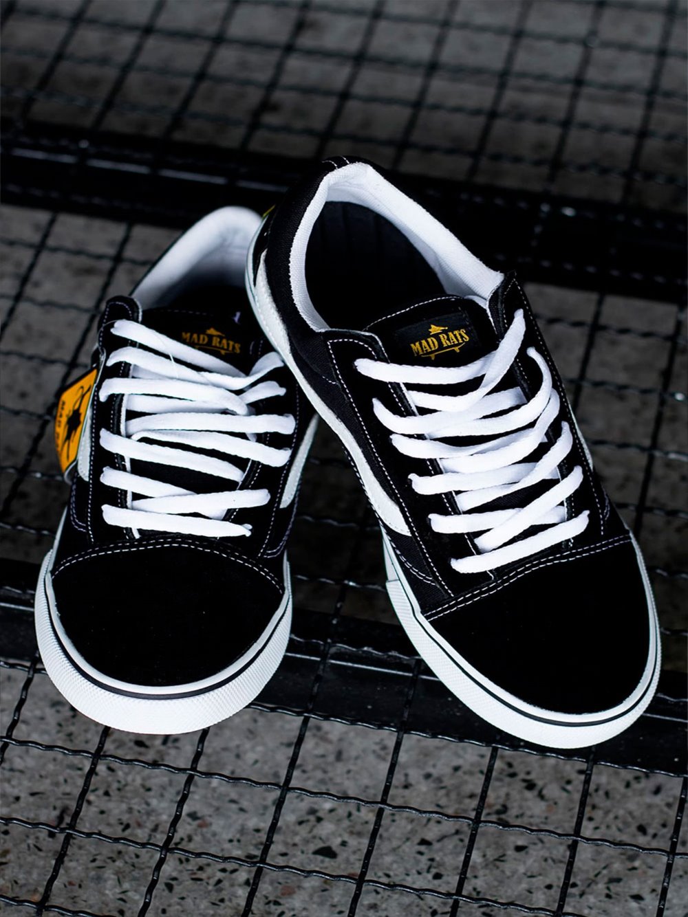 Old School Mad Rats Black White Unisex Sneakers