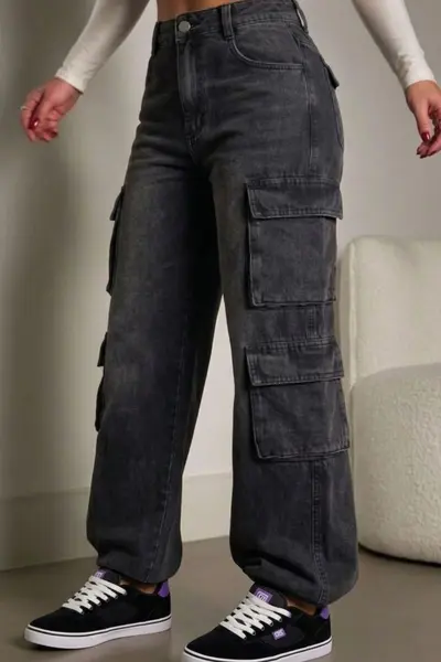 Calça Cargo Feminina Wid Leg